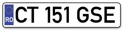 Placuta inmatriculare numar auto  CT-151-GSE, CT 151 GSE, CT151GSE