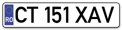 Placuta inmatriculare numar auto  CT-151-XAV, CT 151 XAV, CT151XAV