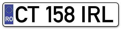 Placuta inmatriculare numar auto  CT-158-IRL, CT 158 IRL, CT158IRL