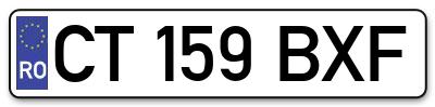 Placuta inmatriculare numar auto  CT-159-BXF, CT 159 BXF, CT159BXF