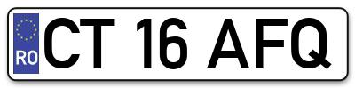 Placuta inmatriculare numar auto  CT-16-AFQ, CT 16 AFQ, CT16AFQ