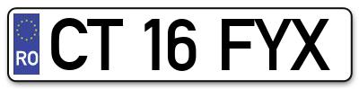 Placuta inmatriculare numar auto  CT-16-FYX, CT 16 FYX, CT16FYX