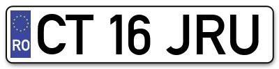 Placuta inmatriculare numar auto  CT-16-JRU, CT 16 JRU, CT16JRU