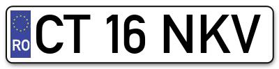 Placuta inmatriculare numar auto  CT-16-NKV, CT 16 NKV, CT16NKV