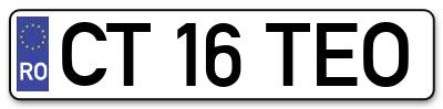 Placuta inmatriculare numar auto  CT-16-TEO, CT 16 TEO, CT16TEO