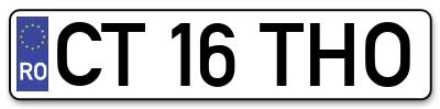 Placuta inmatriculare numar auto  CT-16-THO, CT 16 THO, CT16THO
