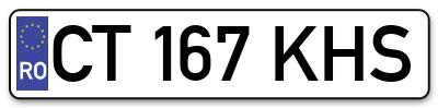Placuta inmatriculare numar auto  CT-167-KHS, CT 167 KHS, CT167KHS