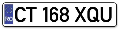 Placuta inmatriculare numar auto  CT-168-XQU, CT 168 XQU, CT168XQU