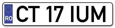 Placuta inmatriculare numar auto  CT-17-IUM, CT 17 IUM, CT17IUM
