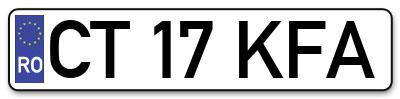Placuta inmatriculare numar auto  CT-17-KFA, CT 17 KFA, CT17KFA
