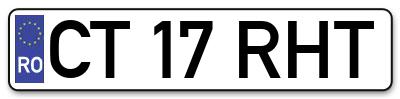 Placuta inmatriculare numar auto  CT-17-RHT, CT 17 RHT, CT17RHT