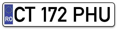 Placuta inmatriculare numar auto  CT-172-PHU, CT 172 PHU, CT172PHU
