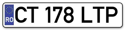 Placuta inmatriculare numar auto  CT-178-LTP, CT 178 LTP, CT178LTP
