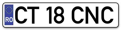 Placuta inmatriculare numar auto  CT-18-CNC, CT 18 CNC, CT18CNC