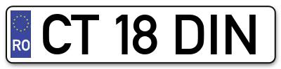 Placuta inmatriculare numar auto  CT-18-DIN, CT 18 DIN, CT18DIN