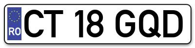 Placuta inmatriculare numar auto  CT-18-GQD, CT 18 GQD, CT18GQD