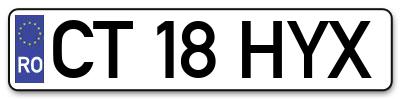 Placuta inmatriculare numar auto  CT-18-HYX, CT 18 HYX, CT18HYX