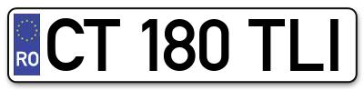 Placuta inmatriculare numar auto  CT-180-TLI, CT 180 TLI, CT180TLI
