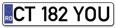 Placuta inmatriculare numar auto  CT-182-YOU, CT 182 YOU, CT182YOU
