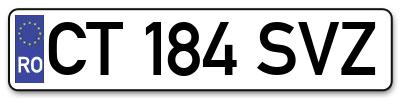 Placuta inmatriculare numar auto  CT-184-SVZ, CT 184 SVZ, CT184SVZ