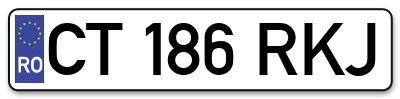 Placuta inmatriculare numar auto  CT-186-RKJ, CT 186 RKJ, CT186RKJ