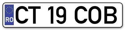 Placuta inmatriculare numar auto  CT-19-COB, CT 19 COB, CT19COB
