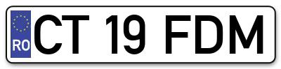 Placuta inmatriculare numar auto  CT-19-FDM, CT 19 FDM, CT19FDM