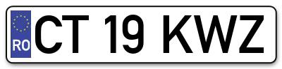 Placuta inmatriculare numar auto  CT-19-KWZ, CT 19 KWZ, CT19KWZ
