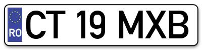 Placuta inmatriculare numar auto  CT-19-MXB, CT 19 MXB, CT19MXB