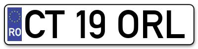Placuta inmatriculare numar auto  CT-19-ORL, CT 19 ORL, CT19ORL