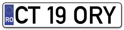 Placuta inmatriculare numar auto  CT-19-ORY, CT 19 ORY, CT19ORY