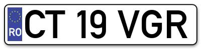 Placuta inmatriculare numar auto  CT-19-VGR, CT 19 VGR, CT19VGR