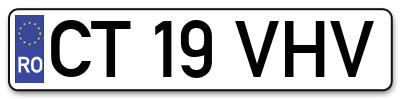 Placuta inmatriculare numar auto  CT-19-VHV, CT 19 VHV, CT19VHV