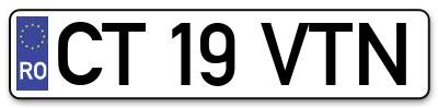 Placuta inmatriculare numar auto  CT-19-VTN, CT 19 VTN, CT19VTN