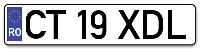Placuta inmatriculare numar auto  CT-19-XDL, CT 19 XDL, CT19XDL