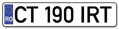 Placuta inmatriculare numar auto  CT-190-IRT, CT 190 IRT, CT190IRT