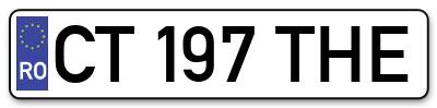 Placuta inmatriculare numar auto  CT-197-THE, CT 197 THE, CT197THE