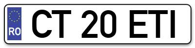 Placuta inmatriculare numar auto  CT-20-ETI, CT 20 ETI, CT20ETI