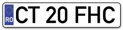 Placuta inmatriculare numar auto  CT-20-FHC, CT 20 FHC, CT20FHC