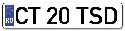 Placuta inmatriculare numar auto  CT-20-TSD, CT 20 TSD, CT20TSD