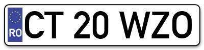 Placuta inmatriculare numar auto  CT-20-WZO, CT 20 WZO, CT20WZO