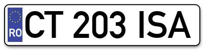 Placuta inmatriculare numar auto  CT-203-ISA, CT 203 ISA, CT203ISA