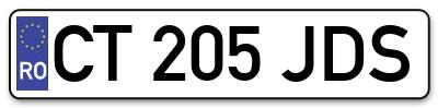 Placuta inmatriculare numar auto  CT-205-JDS, CT 205 JDS, CT205JDS