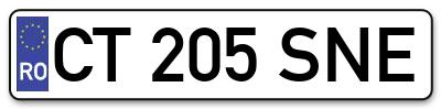 Placuta inmatriculare numar auto  CT-205-SNE, CT 205 SNE, CT205SNE
