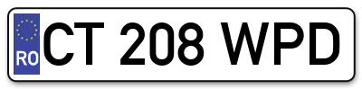 Placuta inmatriculare numar auto  CT-208-WPD, CT 208 WPD, CT208WPD