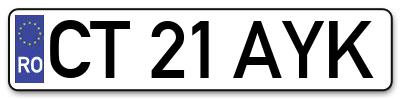 Placuta inmatriculare numar auto  CT-21-AYK, CT 21 AYK, CT21AYK