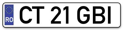 Placuta inmatriculare numar auto  CT-21-GBI, CT 21 GBI, CT21GBI