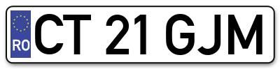 Placuta inmatriculare numar auto  CT-21-GJM, CT 21 GJM, CT21GJM
