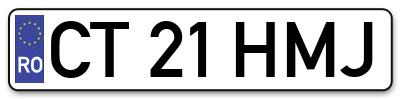 Placuta inmatriculare numar auto  CT-21-HMJ, CT 21 HMJ, CT21HMJ