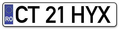 Placuta inmatriculare numar auto  CT-21-HYX, CT 21 HYX, CT21HYX